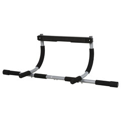 HOMCOM Pull-up bar daudzfunkcionāls treniņu statīvs, durvju stienis, izgatavots no tērauda un putuplasta, melns+pelēks, 92x40x17cm cena un informācija | Piederumi un aksesuāri trenažieriem | 220.lv