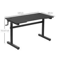 Vinsetto Rakstāmgalds Datorgalds ar regulējamu augstumu Rokas kloķa pacēlājs Pastāvīgais galds Regulējami kāju balsti MDF Metāls Melns 120 x 60 x 72-117 cm cena un informācija | Datorgaldi, rakstāmgaldi, biroja galdi | 220.lv