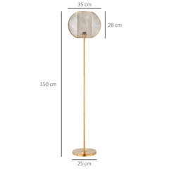 HOMCOM stāvlampa Vintage Stilīga stāvlampa 40W, E27 metāla režģa abažūrs, guļamistabai, zelta krāsā, 35x150cm cena un informācija | Lustras | 220.lv