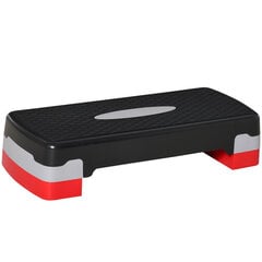 HOMCOM Stepping board aerobikas fitnesa 2 soļu augstums regulējams (10/20 cm), trenažieris stepper, melns+pelēks+arkans, 68x28x15cm cena un informācija | Steperi | 220.lv