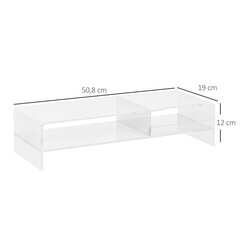 HOMCOM monitora statīvs ekrāna paaugstinātājs ar glabāšanas nodalījumu, monitoriem līdz 24 collas, datoriem, klēpjdatoriem līdz 5 kg, akrila, 50.8x19x12cm cena un informācija | Portatīvo datoru dzesēšanas paliktņi un citi piederumi | 220.lv