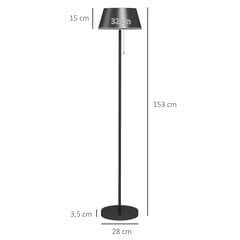 Outsunny Saules grīdas lampa āra stāvlampa, USB uzlādējama LED saules lampa, IP44 ūdensizturīga stāvlampa, aptumšojama silti balta, velk ķēdes slēdzi cena un informācija | Lustras | 220.lv