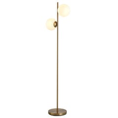 HOMCOM stāvlampa Stāvlampa Stāvlampa Stāvlampa ar 2 gab. stikla abažūru, tērauds+stikls, 39 x 28 x 165cm (Zelta+balta) cena un informācija | Lustras | 220.lv