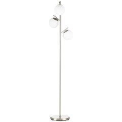 HOMCOM stāvlampa 40W Stāvlampa ar E27 ligzdu un 3 stikla abažūriem, sudraba + balta, viesistabai, 169 cm cena un informācija | Lustras | 220.lv