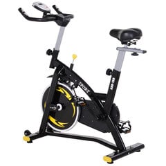 HOMCOM Trenažieru velosipēds Flywheel ar bezgalīgi maināmu pretestību ar 10kg Fitnesa velosipēds Velotrenažieris Regulējams augstums Tērauds Melns, 120x47x104,5-117 cm cena un informācija | Velotrenažieri | 220.lv