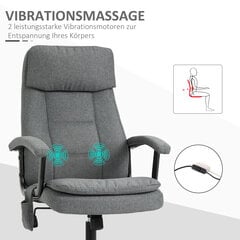 Vinsetto biroja krēsls Ergonomisks spēļu krēsls ar masāžu un mugurkaula jostas daļas masāžu, regulējams augstums, lina apdare, pelēks, 63x70x112-121cm cena un informācija | Biroja krēsli | 220.lv