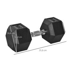 HOMCOM Hexagon hantele, 20 KG, čuguna čuguns ar gumijas pārklājumu, melna cena un informācija | Hanteles, svaru stieņi un diski | 220.lv