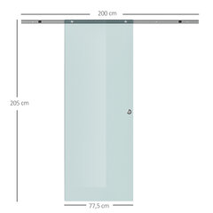 HOMCOM Bīdāmās stikla durvis Bīdāmās stikla durvis istabas durvīm, matēts stikls, 775/900/1025x2050 mm cena un informācija | Iekšdurvis | 220.lv