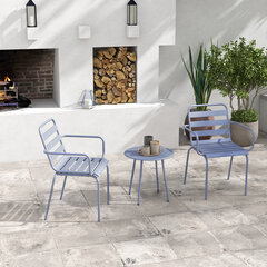 Комплект садовой мебели Outsunny 3-piece bistro set с 1 кофейным столиком, 2 штабелируемыми стульями, балконный комплект, группа сидений для балкона, террасы, сталь, светло-серый цена и информация | Комплекты уличной мебели | 220.lv