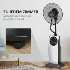 HOMCOM pjedestāla ventilators ar smidzināšanas miglu 90W dzesēšanas ventilators, 3,1L ūdens tvertne, 3 gaisa režīmi, riteņi, tālvadības pults, melns cena un informācija | Ventilatori | 220.lv