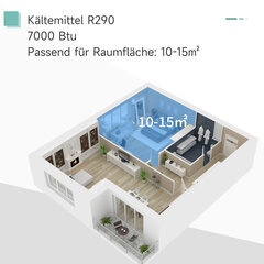 HOMCOM Mobilais gaisa kondicionieris 2,1 kW 3-in-1 gaisa kondicionieris-dzesēšana, gaisa susināšana un ventilācija12-18㎡ 24h taimeris ar tālvadības pulti 2 ātruma līmeņi cena un informācija | Ventilatori | 220.lv