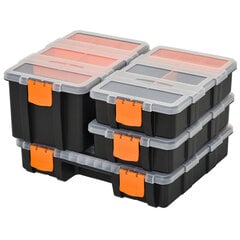 DURHAND instrumentu glabāšanas kaste 4PCS, daudzfunkcionāla, šķirošanas kaste, sīko detaļu žurnāls, plastmasas, oranža+melna, 28.7x22.5x5.5, 28.7x22.5x5.5 cena un informācija | Instrumentu kastes | 220.lv