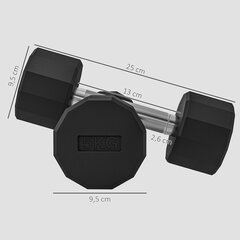 SPORTNOW 10 kg hanteļu komplekts, metāla hanteļu komplekts, 2 neslīdošu hanteļu komplekts, spēka treniņiem un fitnesam, melns | Aosom cena un informācija | Hanteles, svaru stieņi un diski | 220.lv