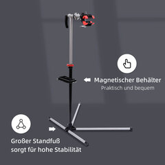 HOMCOM Velosipēdu montāžas statīvs Remonta statīvs Montāžas statīvs ar instrumentu paliktni cena un informācija | Velosipēdu piekabes, rati | 220.lv