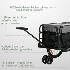 HOMCOM 2-in-1 velosipēdu piekabe Kravas piekabe Transporta piekabe velosipēdam ar 20 collu pneimatiskajām riepām 40 kg kravnesība 130 x 64 x 64/103 cm cena un informācija | Velosipēdu piekabes, rati | 220.lv