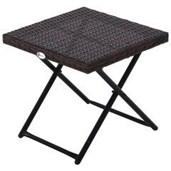 Outsunny Garden Table Side Table Flower Stand Garden Furniture Folding Table Folding Polyrattan + Metal Brown 40 x 40 x 40 cm цена и информация | Столы для сада | 220.lv