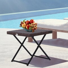 Outsunny Garden Table Side Table Flower Stand Garden Furniture Folding Table Folding Polyrattan + Metal Brown 40 x 40 x 40 cm цена и информация | Столы для сада | 220.lv