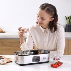 HOMCOM Jogurta pagatavošanas ierīce 25 W, LCD displejs, 8 burciņas ar vāku, 180 ml, regulējama temperatūra, PC un PP plastmasa cena un informācija | Īpašas ierīces ēdiena pagatavošanai | 220.lv