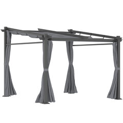 Outsunny Pergola 2,97 x 2,95 м Водоотталкивающий павильон с навесом от солнца и боковыми секциями, укрытие для патио, садовая мебель, полиэстер темно-серый цена и информация | Беседки, навесы, тенты | 220.lv