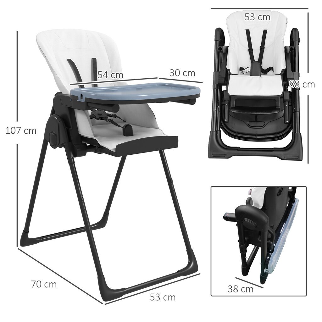 ZONEKIZ bērnu augsts krēsls bērnu augsts krēsls paaugstināšanas sēdeklis paaugstināšanas sēdeklis mākslīgās ādas melns 70x53x107cm cena un informācija | Bērnu krēsliņi un bērnu galdiņi | 220.lv