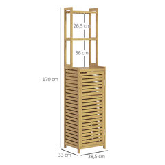 HOMCOM Bambusa vannas istabas skapītis, 3 atvērti nodalījumi, aizsardzība pret apgāšanos, dabīgā koka, vannas istabai cena un informācija | Vannas istabas skapīši | 220.lv