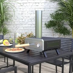 Outsunny 2-in-1 āra picas krāsns ar picas akmeni, picas lāpstiņu, picas lāpstiņu, tērauda, melna, grilēšanas krāsns BBQ griliem cena un informācija | Grili | 220.lv