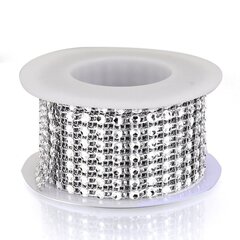 Dekoratīvā Lente ar Rhinestones, Rokdarbiem, 8 Rindas, Plastmasa, 40x1mm, Caurspīdīga, 2m/spole cena un informācija | Rotu veidošana, pērļošana | 220.lv