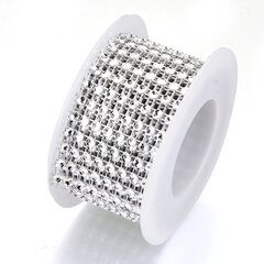 Dekoratīvā Lente ar Rhinestones, Rokdarbiem, 8 Rindas, Plastmasa, 40x1mm, Caurspīdīga, 2m/spole cena un informācija | Rotu veidošana, pērļošana | 220.lv