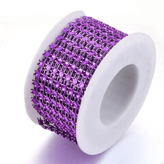 Dekoratīvā Lente ar Rhinestones, Rokdarbiem, 8 Rindas, Plastmasa, 40x1mm, Violeta, 2m/spole cena un informācija | Rotu veidošana, pērļošana | 220.lv