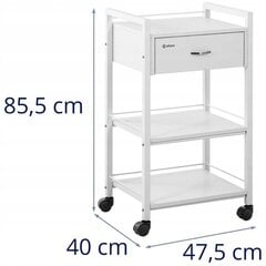 Skaistumkopšanas salons un frizieru ratiņi, 47 x 40 x 85 cm., balts cena un informācija | Mēbeles skaistumkopšanas saloniem | 220.lv