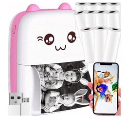 Happy People Mini Printer Cat Pink un 11 drukas papīra ruļļi cena un informācija | Printeri un daudzfunkcionālās ierīces | 220.lv