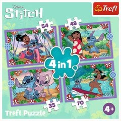 Trefl Disney Puzzle 4in1 Crazy Day Lilo & Stitch krāsaina puzle pašiem mazākajiem 4+ bērniem цена и информация | Песочницы, песок | 220.lv