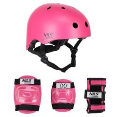 Komplekts MR290+H290 HELMET WITH PROTECTORS SET PINK SIZE M NILS EXTREME cena un informācija | Aizsargi | 220.lv