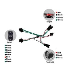 Velosipēda priekšējā un Ebike aizmugurējā luktura komplekta ieeja 36v 48v 52v 60v ar Dk336 gaismas signāla pagrieziena slēdzi E-bi cena un informācija | Automašīnu spoguļi, restes, lukturi | 220.lv