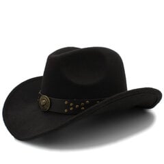 Vīriešu Vilna Chapeu Rietumu kovboju cepure ziemas rudens džentlmenis Džezs Cowgirl Sombrero Hombre Steampunk cepure Izmērs 56 58cm cena un informācija | Vīriešu cepures, šalles, cimdi | 220.lv