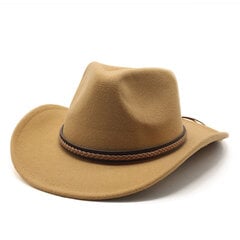 Ziemas Roll Up Brim Rietumu kovboju cepure ar ādas retro Gentleman Lady Jazz Cowgirl Caps Church Sombrero Caps cena un informācija | Vīriešu cepures, šalles, cimdi | 220.lv