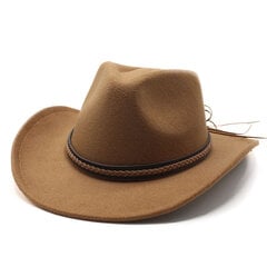 Ziemas Roll Up Brim Rietumu kovboju cepure ar ādas retro Gentleman Lady Jazz Cowgirl Caps Church Sombrero Caps cena un informācija | Vīriešu cepures, šalles, cimdi | 220.lv