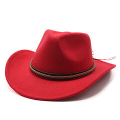 Ziemas Roll Up Brim Rietumu kovboju cepure ar ādas retro Gentleman Lady Jazz Cowgirl Caps Church Sombrero Caps cena un informācija | Vīriešu cepures, šalles, cimdi | 220.lv