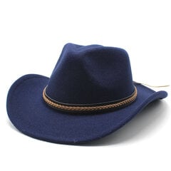 Ziemas Roll Up Brim Rietumu kovboju cepure ar ādas retro Gentleman Lady Jazz Cowgirl Caps Church Sombrero Caps cena un informācija | Vīriešu cepures, šalles, cimdi | 220.lv