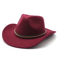 Ziemas Roll Up Brim Rietumu kovboju cepure ar ādas retro Gentleman Lady Jazz Cowgirl Caps Church Sombrero Caps cena un informācija | Vīriešu cepures, šalles, cimdi | 220.lv