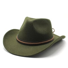 Ziemas Roll Up Brim Rietumu kovboju cepure ar ādas retro Gentleman Lady Jazz Cowgirl Caps Church Sombrero Caps cena un informācija | Vīriešu cepures, šalles, cimdi | 220.lv