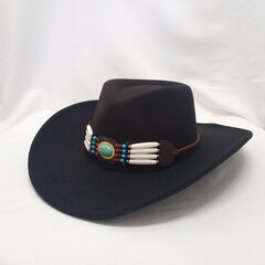 Kovboju cepure rudens ziemas govs raksts Fedora cepure divpusēja sabiezināta kērlinga vērša galva logotips unisex džezs цена и информация | Мужские шарфы, шапки, перчатки | 220.lv