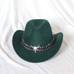 Piparmētru zaļā krāsā Western Cowboy Hat Sieviešu gofrēta kovboju cepure Girl Fedora ar ādu Fedora Toca Toca Knight cepure cena un informācija | Vīriešu cepures, šalles, cimdi | 220.lv