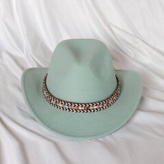 Piparmētru zaļā krāsā Western Cowboy Hat Sieviešu gofrēta kovboju cepure Girl Fedora ar ādu Fedora Toca Toca Knight cepure cena un informācija | Vīriešu cepures, šalles, cimdi | 220.lv