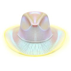 Rietumu stila Cowgirl cepure retro stila fliteriem LED gaismas brim džeza cilindriskā cepure dzimšanas dienas ballīte naktsklubs filca kovboju cepure vīriešiem sievietēm цена и информация | Мужские шарфы, шапки, перчатки | 220.lv