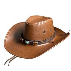 Modes mākslīgās ādas Rietumu kovboju cepure sievietēm Vīrieši Vintage Gentleman kleita cepures Panama Cowgirl Jazz Cap Sombrero Hombre Caps cena un informācija | Vīriešu cepures, šalles, cimdi | 220.lv