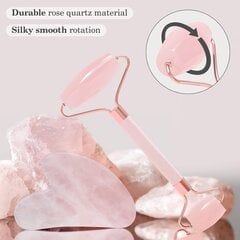 Nefrīta veltnis un Gua Sha komplekts, Rozā kvarca veltnis ar Gua Sha akmeni цена и информация | Массажеры для лица, инструменты для чистки лица | 220.lv