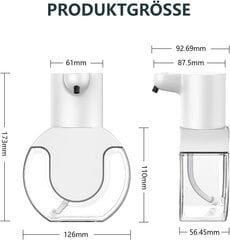 Automātiskais ziepju dozators, sienas ziepju dozators, 430 ml atkārtoti uzlādējams automātisks putu ziepju dozators, IPX5 ūdensnecaurlaidīgs virtuves un vannas istabas elektriskais ziepju dozators cena un informācija | Mājas aromāti | 220.lv