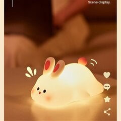 Big Face Rabbit Light LED Партатыўны акумулятарны Bunny Lamp Night Light для дзіцячага пакоя USB Dimmabl цена и информация | Настольные лампы | 220.lv