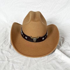 Kovboju cepure Rudens ziema 2023 Vītolu nagu josta Unisex Solid Jazz Hat Knight Western Cowboy cepure chapeu cowboy sombreros de hombr цена и информация | Мужские шарфы, шапки, перчатки | 220.lv